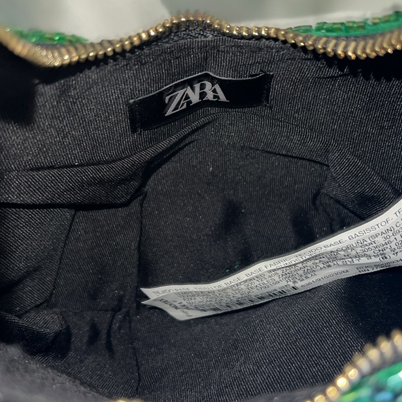 Viral ZARA Beaded and embellished deep green and black evening purse NWT - Picture 6 of 8